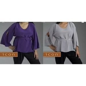 Lane Bryant Icon Collection Silk Purple Cold Shoulder Blouse Top Tunic Size 26